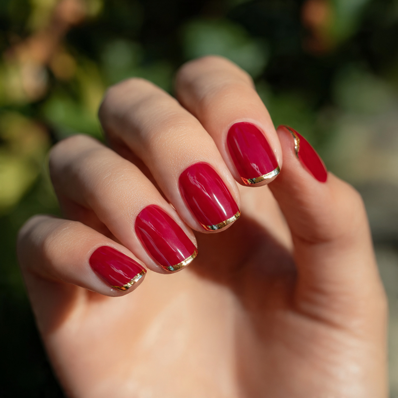gold and red nails