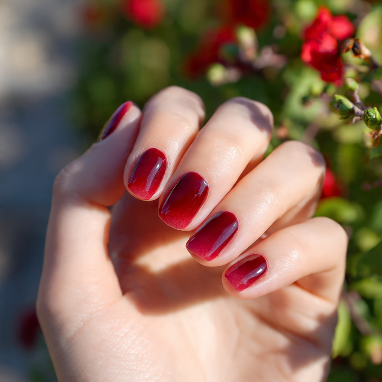 red nails square