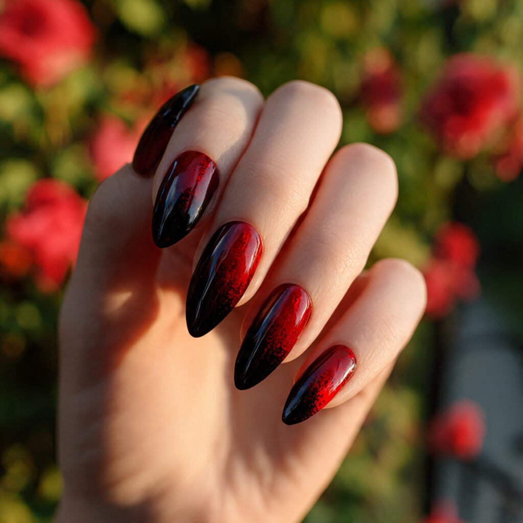 Red Black Nails: Bold, Addictive & Totally Unforgettable Looks 14 close up of one hand with attractive drip style re