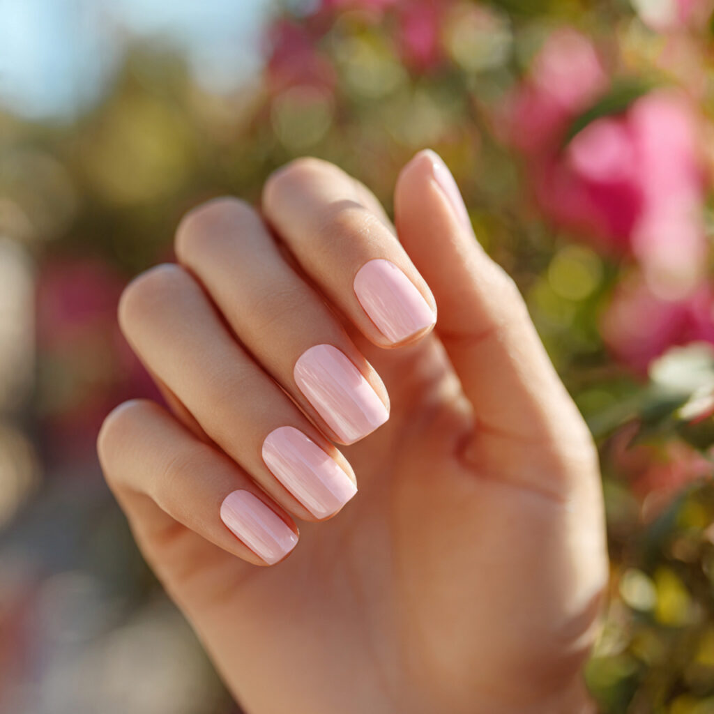 Pink Nails Simple: Soft, Effortless Looks You’ll Always Love 1 close up of one hand with attractive milky pink si