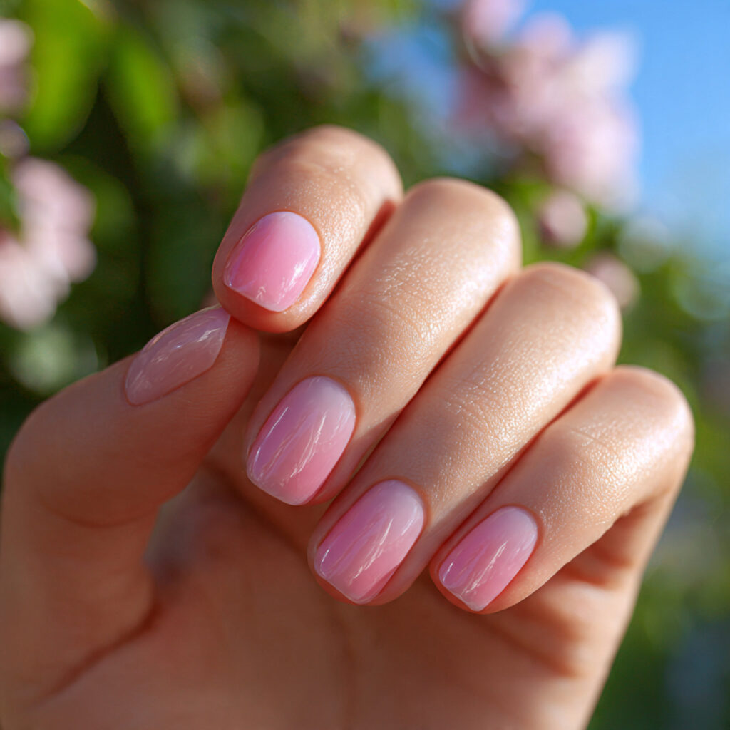 Pink Nails Simple: Soft, Effortless Looks You’ll Always Love 8 close up of one hand with attractive pink ombre na