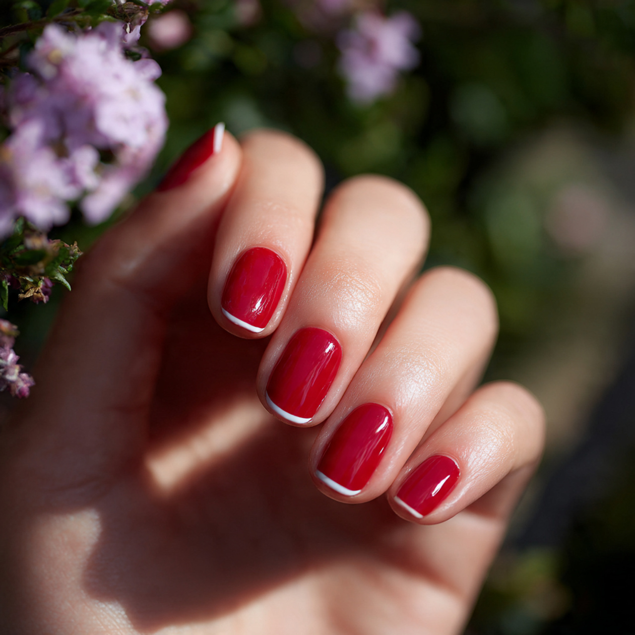 red nails french tip
