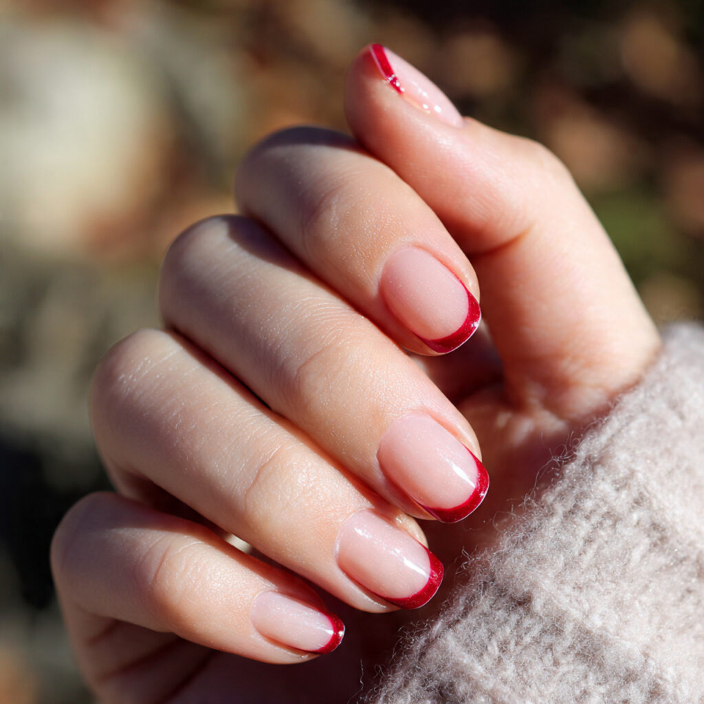Red Nails Art: The Bold, Beautiful Designs You’ll Keep Saving 2 close up of one hand with natural base nail polish