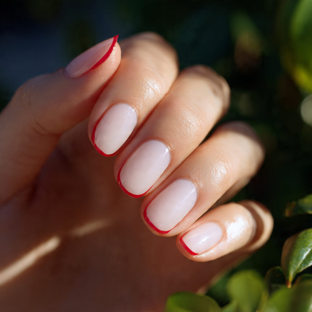 Acrylic Nails Red: The Bold, Timeless Look You’ll Never Get Over 5 close up of one hand with red french tip acrylic n