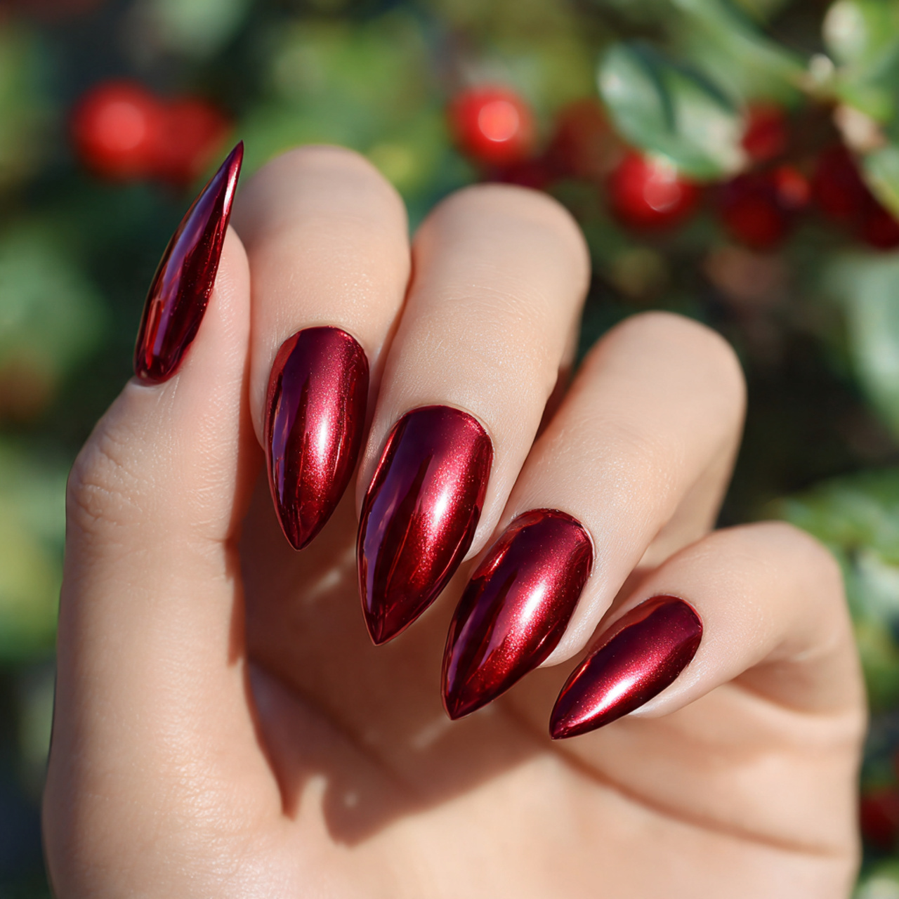 red nails chrome
