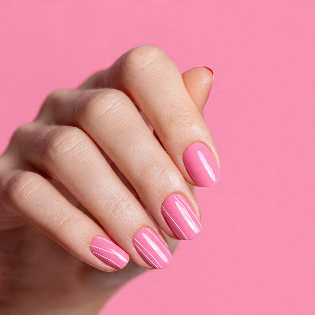 Pink Nails with Designs: Cute Details That Make You Glow 3 one attractive hand with glossy pink nail polish f 1