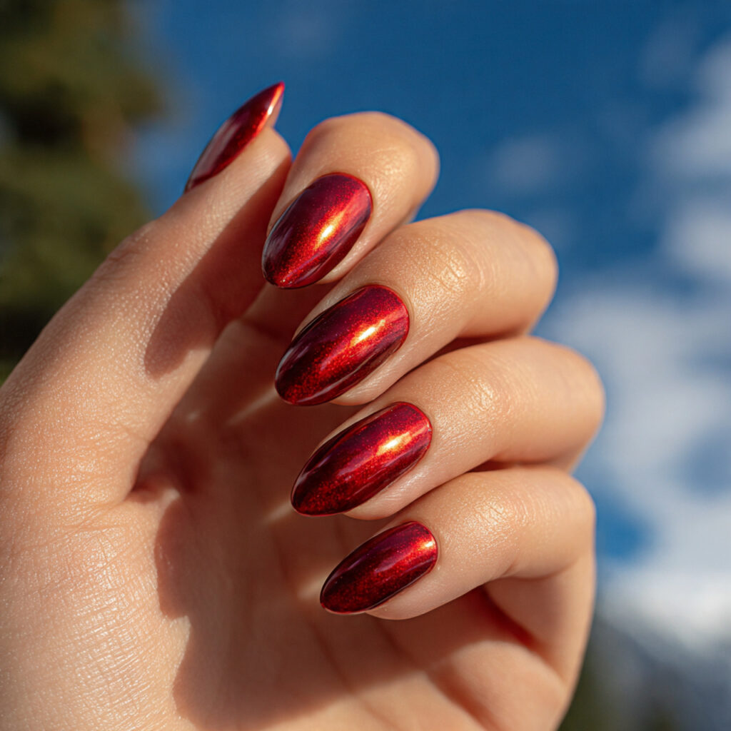 one attractive hand with minimal red chrome tips g