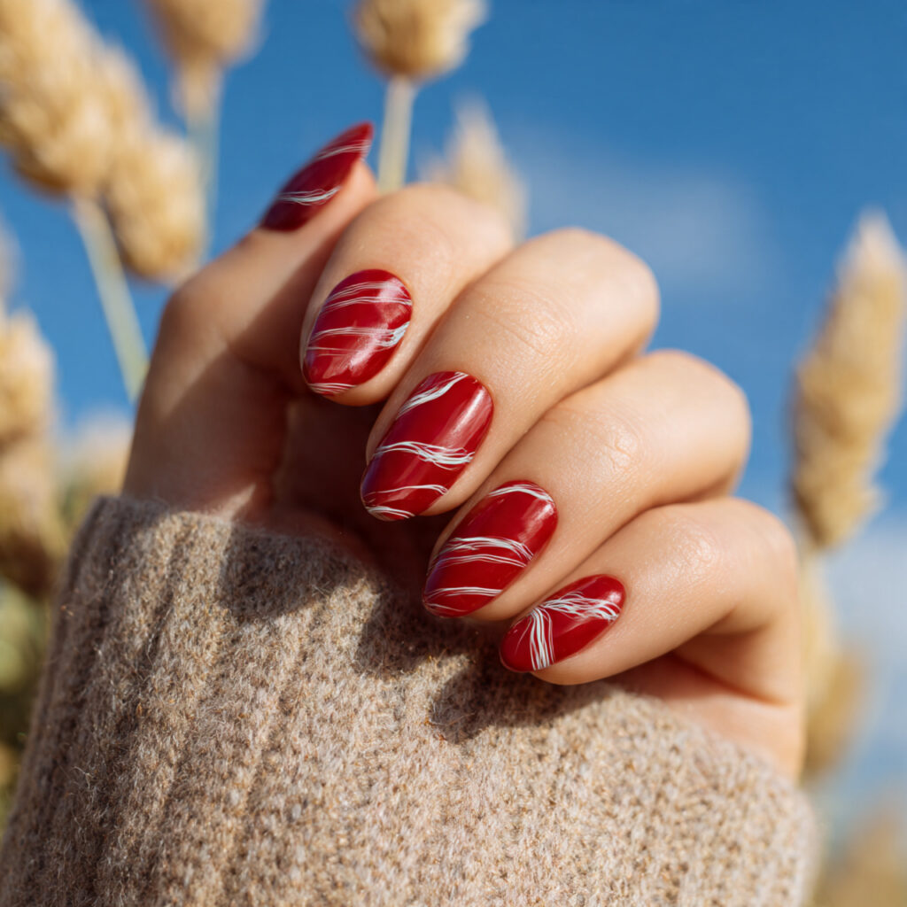Almond Nails Red: 14 Dreamy, Classy & Bold Ideas You’ll Want to Save 11 one hand with attractive abstract red almond nails