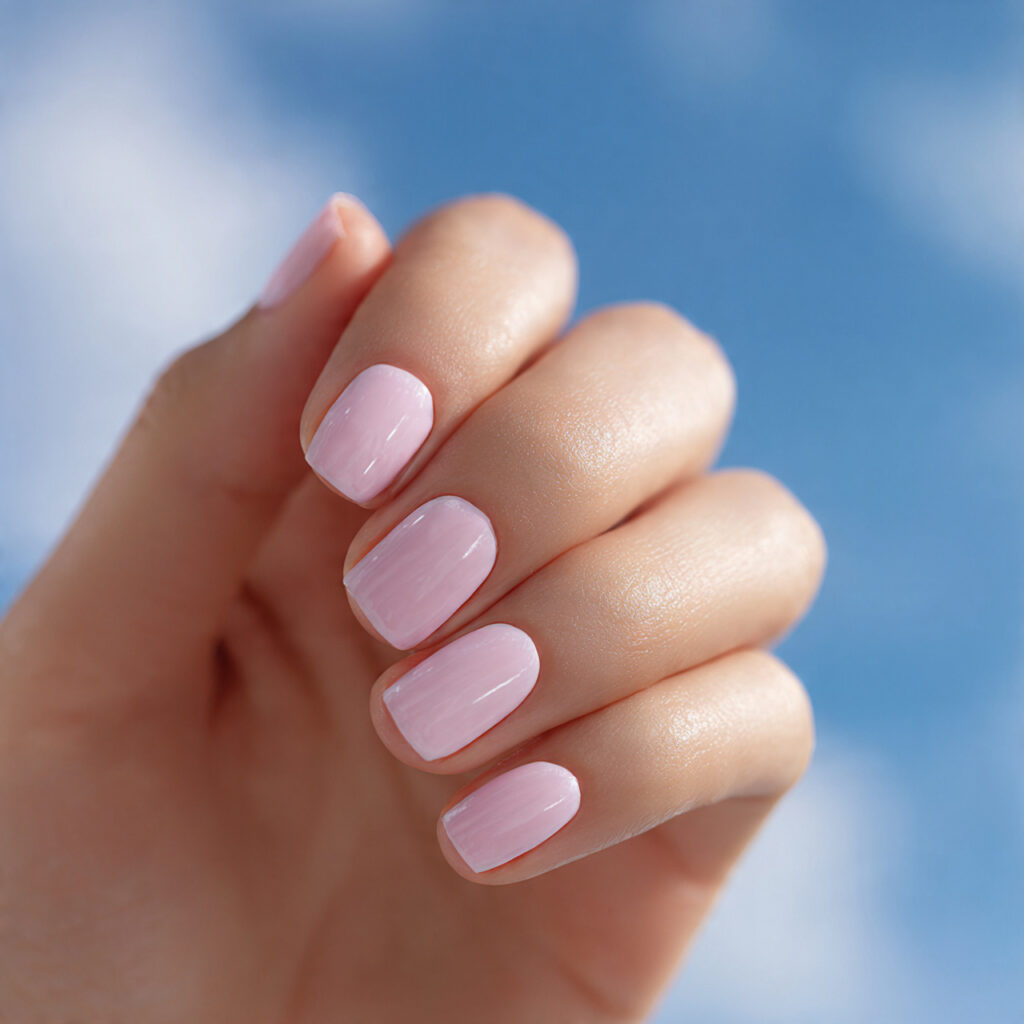 Pink Nails Simple: Soft, Effortless Looks You’ll Always Love 3 one hand with attractive baby pink short nails glo