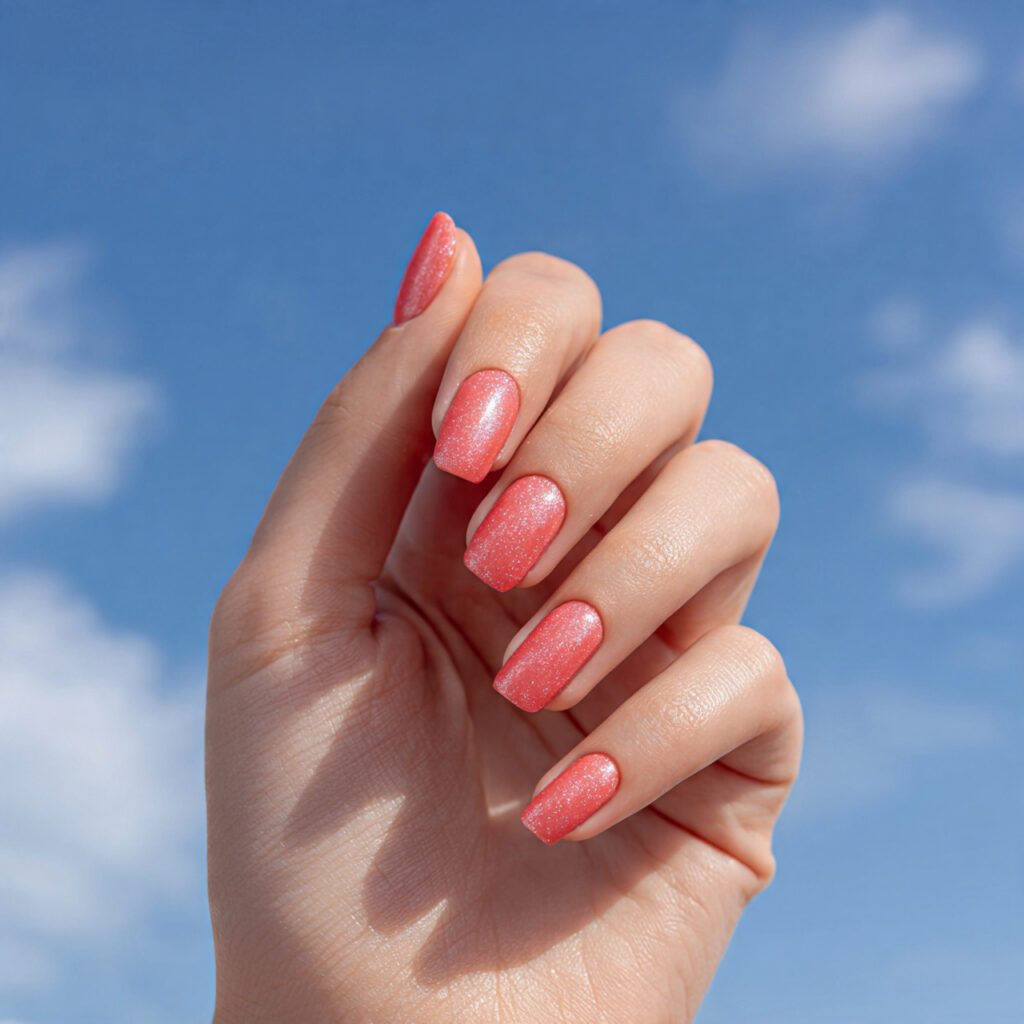 Chrome Pink Nails: The Glossy, Dreamy Trend You Can’t Stop Saving 12 one hand with attractive coral pink chrome glow na