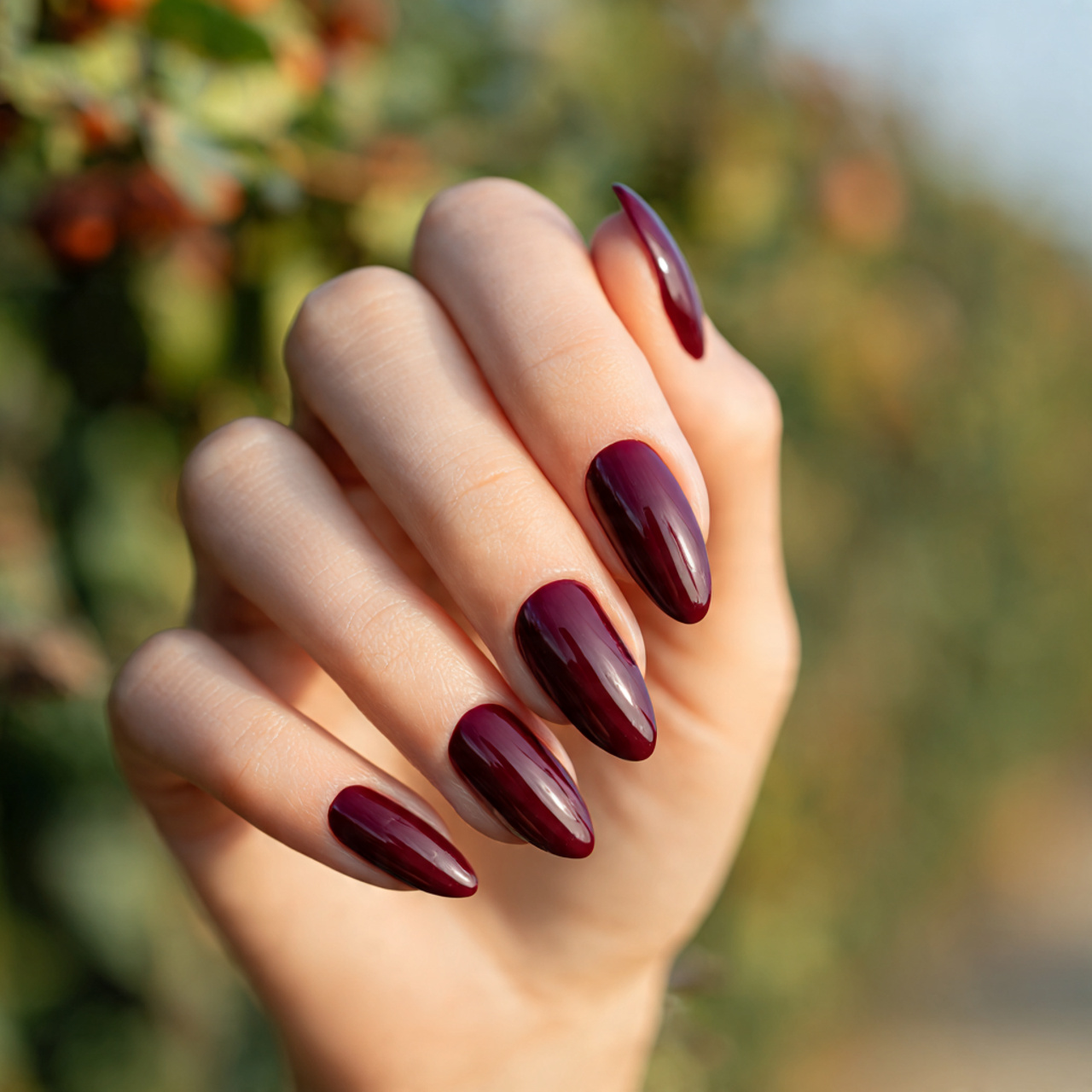 red nails almond