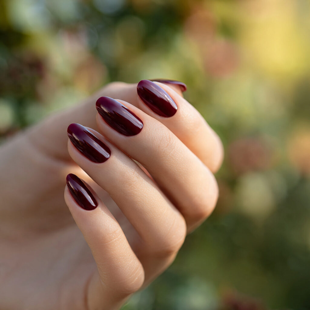 Red Short Nails: The Chic, Bold, and Effortless Trend You’ll Want to Copy 2 one hand with attractive deep burgundy minimal nai 1