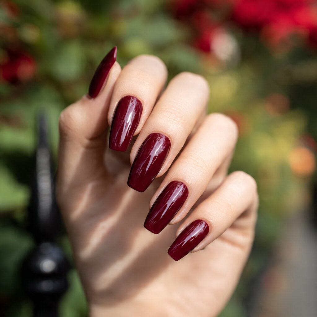 one hand with attractive deep ruby chrome coffin n