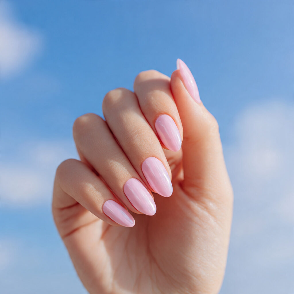 Chrome Pink Nails: The Glossy, Dreamy Trend You Can’t Stop Saving 1 one hand with attractive glazed baby pink chrome n