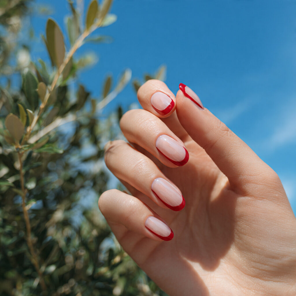 Red Nails Ideas: Bold, Romantic Looks You’ll Want to Save Forever 12 one hand with attractive minimal red line art nail 1