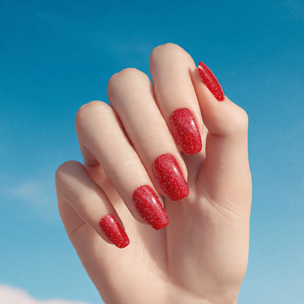Short Nails Red: The Bold, Timeless Look That Always Wins 10 one hand with attractive neon glitter red accent n