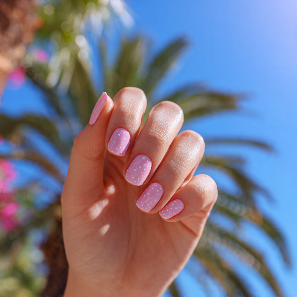 Pink Nails Simple: Soft, Effortless Looks You’ll Always Love 14 one hand with attractive pink dot minimal nails gl