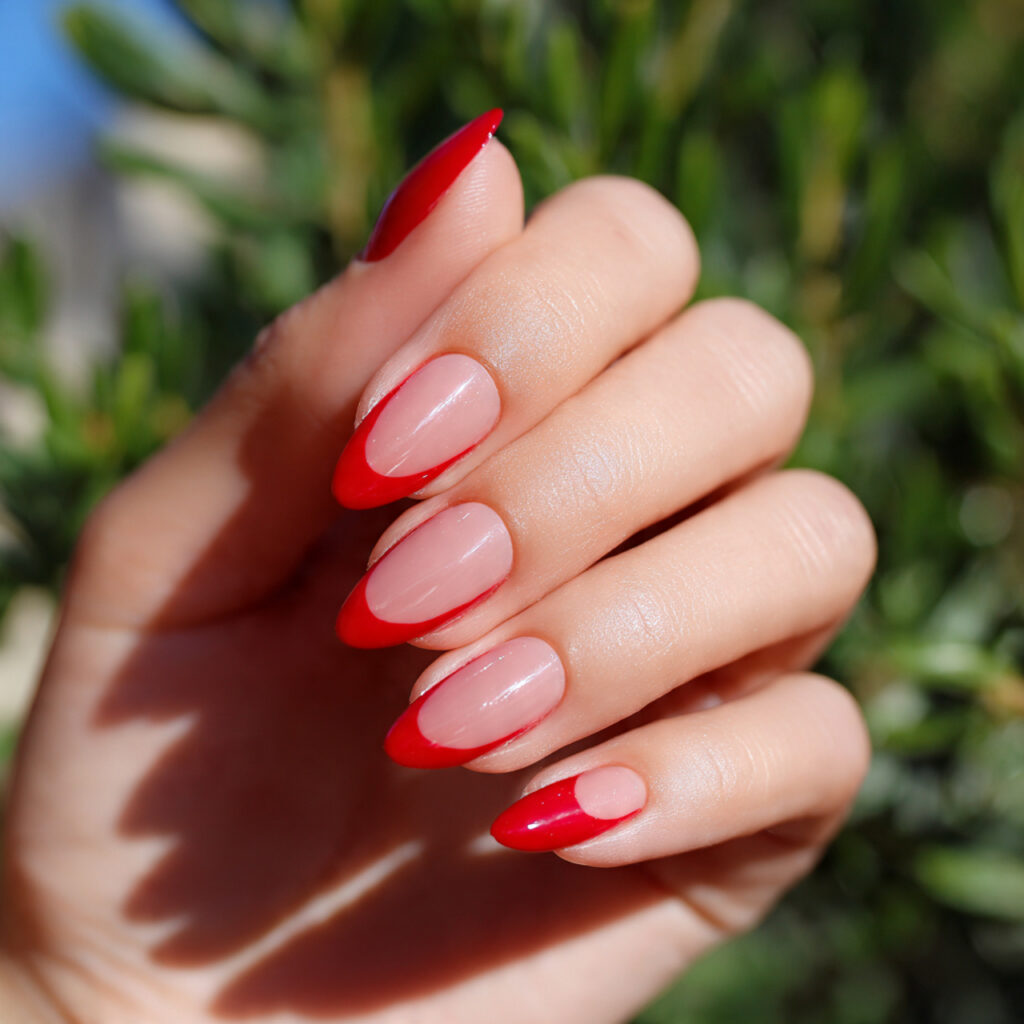 Red Nails Almond: Dreamy, Bold & Effortlessly Chic Designs You’ll Want to Save 3 one hand with attractive red french tip almond sha