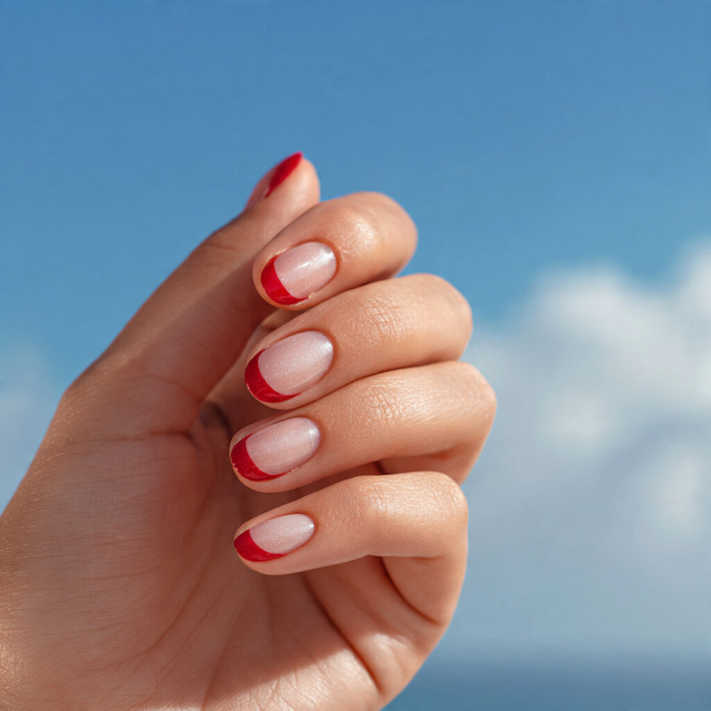 Red Short Nails: The Chic, Bold, and Effortless Trend You’ll Want to Copy 3 one hand with attractive red french tip micro nail
