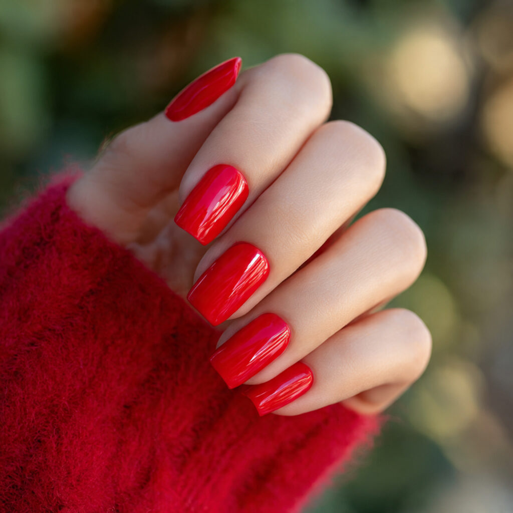 Acrylic Nails Red: The Bold, Timeless Look You’ll Never Get Over 3 one hand with bright red square acrylic nails eleg 1