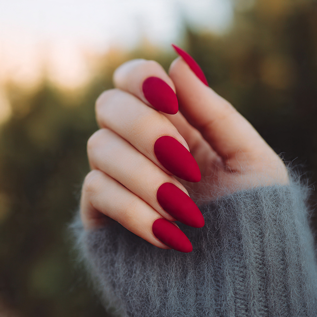 red matte nails