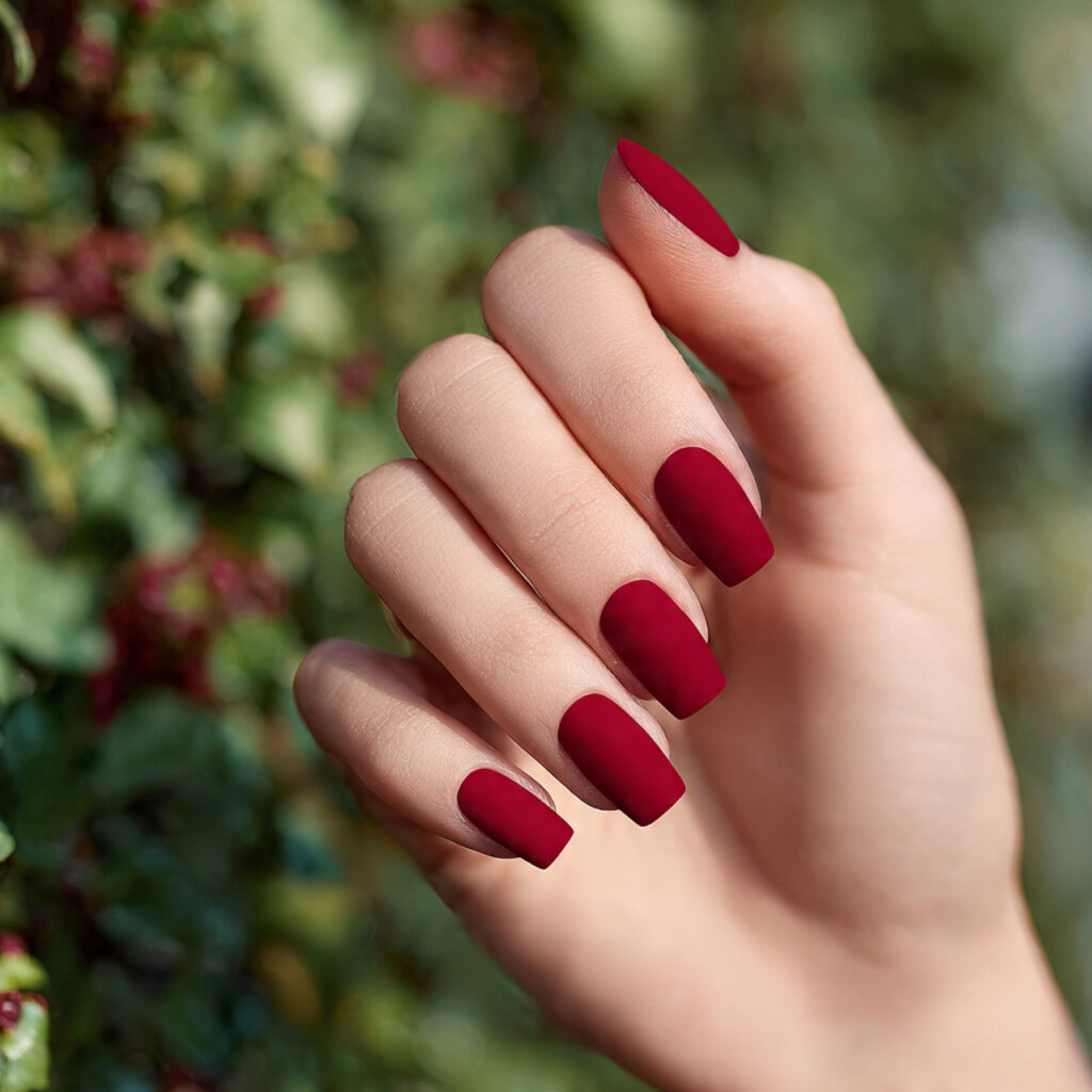 Red Nails Art: The Bold, Beautiful Designs You’ll Keep Saving 9 one hand with matte red minimal nails elegant and