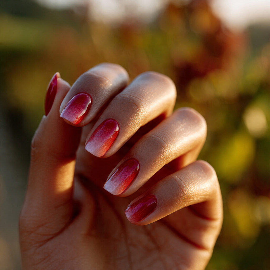 Prom Nails Red: 14 Stunning Designs for Your Perfect Night 4 one hand with red ombre fade nails elegant manicur