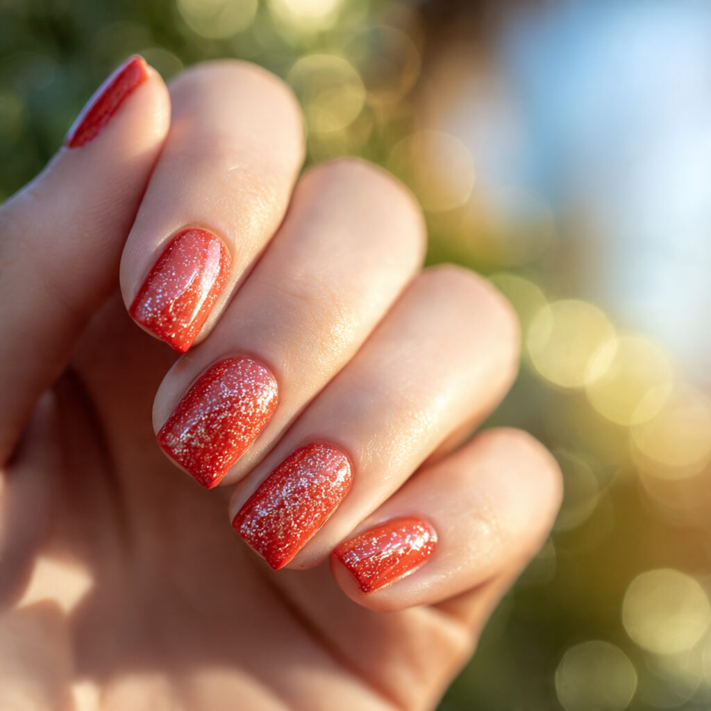 Red Nails With Gold: The Luxe, Glowing Combo You’ll Be Obsessed With 9 one hand with strawberry red nail polish with gold