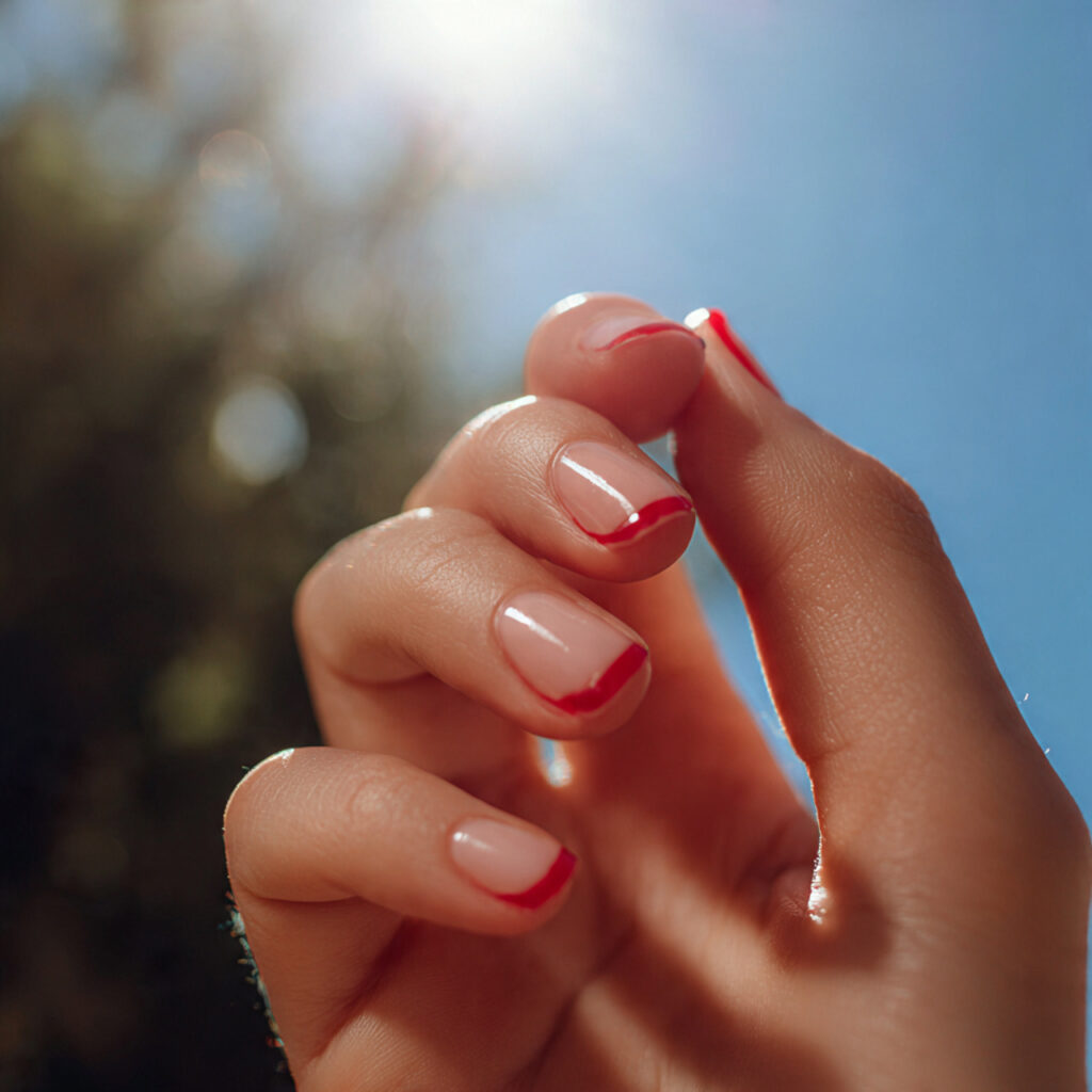 Short Nails Red: The Bold, Timeless Look That Always Wins 5 photorealistic close up of one hand with attractiv 1